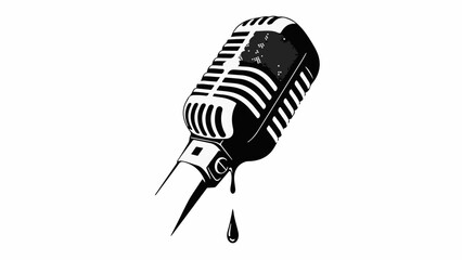 Vintage microphone dripping with liquid, symbolizing emotional expression and creative flow.
