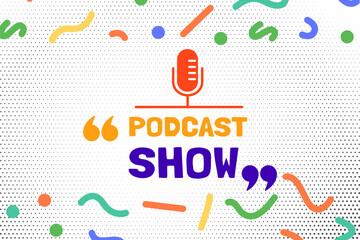 Colorful Podcast Show Graphic with Microphone Icon