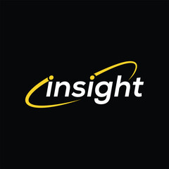 Obraz premium word mark insight logo design, swoosh circle icon graphic vector icon template