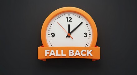 Orange Clock Falling Back Time Change