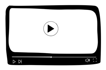Video player interface multimedia video player template border. Display movie video play button. Screen simple mockup frame.  © Alyona