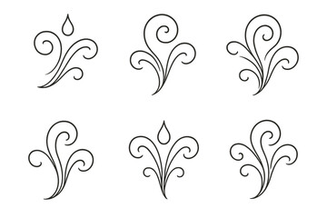 Elegant Iconic Design. Elegant Essence set in outline vector style : smooth contour, airy swirl, gentle glow, tapered stroke, refined motif, lifted droplet