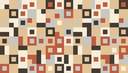 Seamless geometric abstract square pattern background vector illustration texture in earth tones