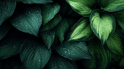 Obraz premium Lush tropical green foliage background, organic nature texture