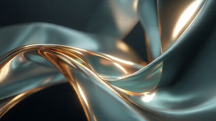 Ethereal Fabric in Motion: An abstract composition showcases flowing, shimmering fabric, its elegant folds and curves catching the light and creating a sense of graceful movement.