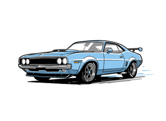 Obraz premium Sport car print design for t shirt print, poster, sticker, background and other uses. Fast wheels challenge. Classic coupe vector artwork.