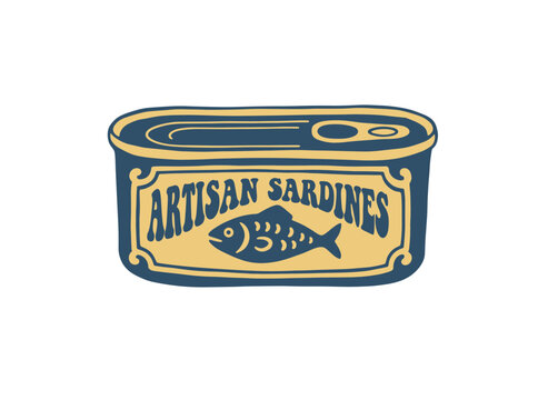 Seafood t shirt design. Original sea food. Canned fish artwork. Fish vintage artwork. Sardines fish artwork for t shirt print, poster, sticker and oth
