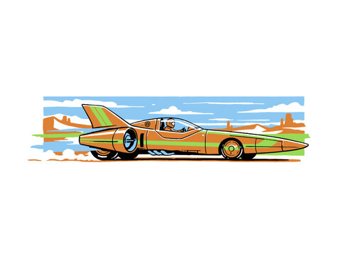 Road speed graphic print. Extreme racing jet car artwork. Fast wheels challenge. Car print design for t shirt print, poster, sticker, background and o