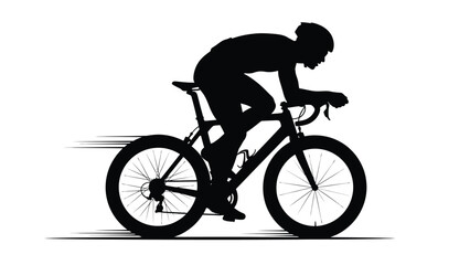 Fototapeta premium Silhouette of a dedicated cyclist riding a racing bicycle with speed lines indicating swift movement