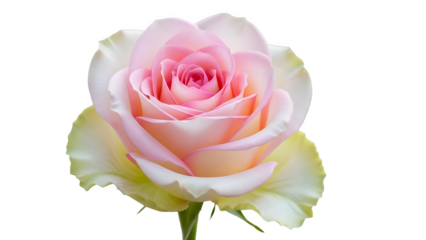 Beautiful light pink rose flower head isolated on transparent background