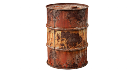 old, rusty oil barrel isolated on a white background