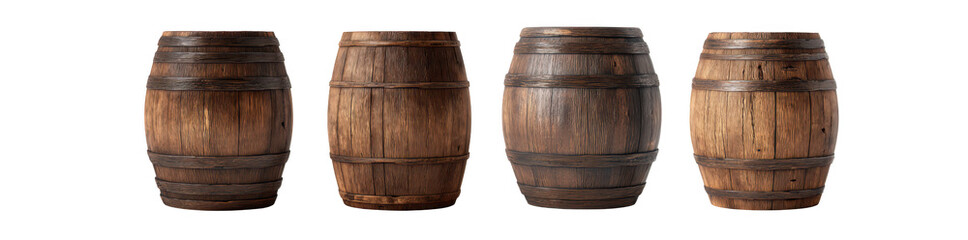 Fototapeta premium wooden barrels on a white background