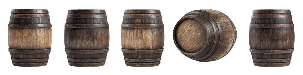 Obraz premium wooden barrels on a white background