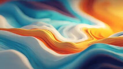 Vibrant Waves of Color: A mesmerizing abstract composition showcases a fluid dance of vivid hues. The artwork captures the seamless blending of colors.