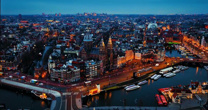 Cinematic Parallax View of Amsterdam City Centre in 4K