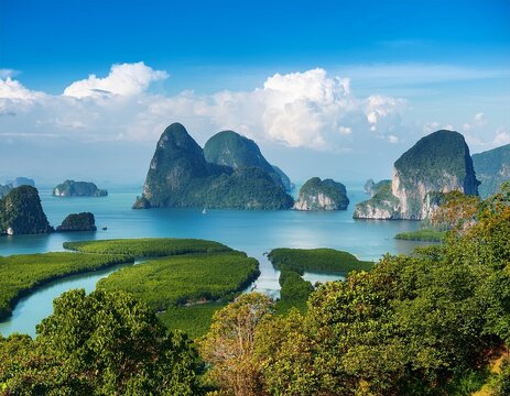 stunning nature scenic landscape of james bond island in phang nga bay a famous landmark in phuket thailand popular destination in asia for summer vacation vacation nature