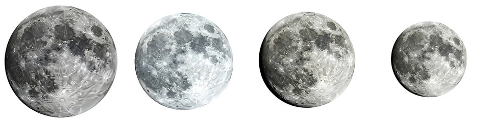 set of the moons high quality collection of PNG file .lunar moon phases.