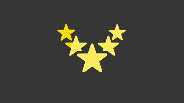 Starry Display: Five golden stars, artfully arranged on a dark background, radiate elegance, highlighting concepts of excellence, achievement, and rating.