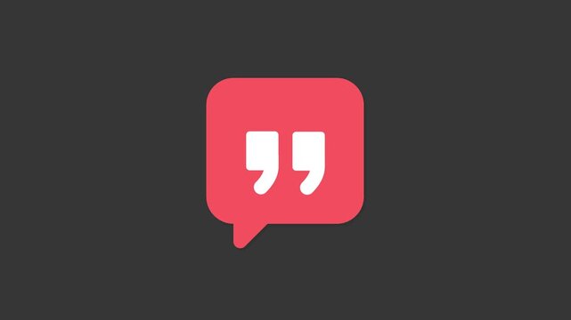 Quotation Icon on Dark Background: A minimalist design featuring a quotation mark icon, rendered in a bold color against a dark backdrop, perfect for design and editorial uses.