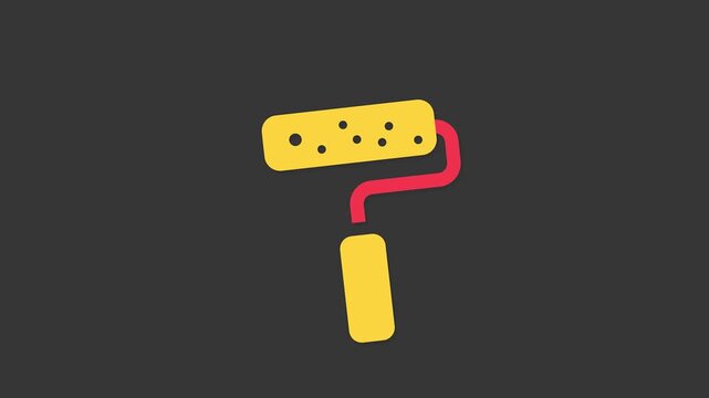 Paint Roller Icon: a minimalist illustration of a paint roller, rendered in vibrant colors with a seamless background, symbolizing the tools of the trade.