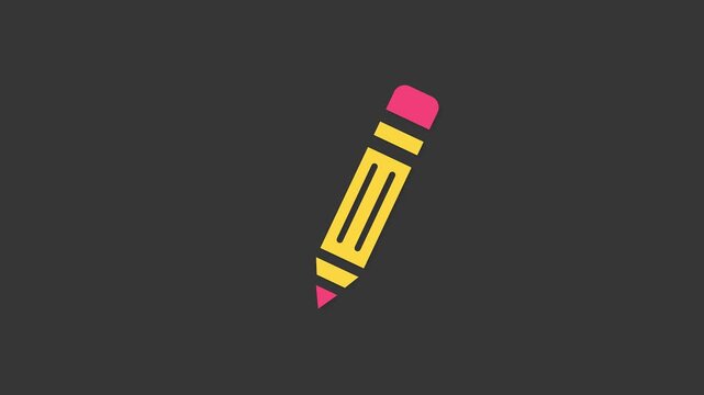 Pencil Icon Illustration: A simple yet vibrant pencil icon, rendered in a modern flat design, resting against a muted background.