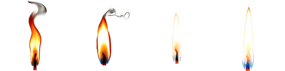 HIGH QUALITY a collection of different candle flames or fire elements On white background stock image PNG,