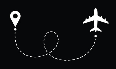 Airplane sky route line vector icon, abstract travel concept graphic element for presentation use, perfect for aviation themes, tourism marketing, flight routes, navigation interfaces © welcome