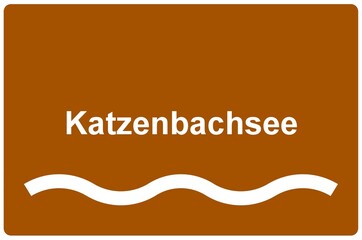 Illustration eines Namensschildes f&uuml;r den "Katzenbachsee" in Baden-W&uuml;rttemberg	