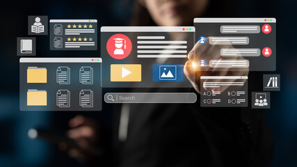 E-learning dashboard with student profiles, lesson ratings, and course content organization for online education Parse