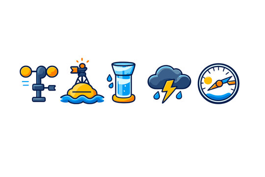 Set of weather icons with glowing effect