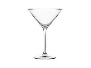 Elegant clear martini glass isolated on transparent background