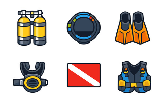 Scuba Diving Equipment Icons