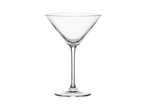 Elegant clear martini glass isolated on transparent background