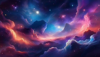deep space nebula starlit clouds