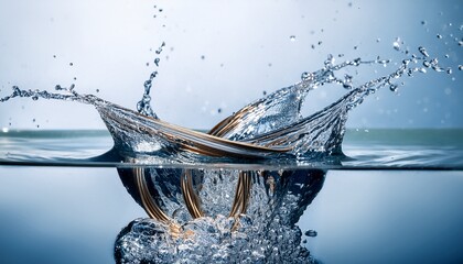 close up of metal cable submerged in water splashes
