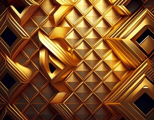abstract golden geometric shapes interlock