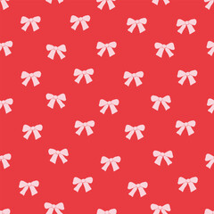 White bow ties with red background seamless fabric design pattern