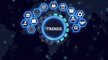 Futuristic global social media, people network and tacit digital data sharing . Concept of smart digital transformation and technology disruption that changes global trends in new information era .4k - Powered by Adobe