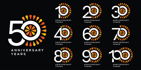 Collection of anniversary logo design. Celebration day special vector symbol concept