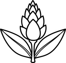 Lotus Flower Botanical Line Art Vector Illustration