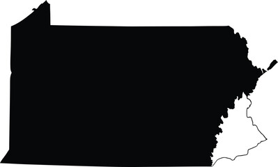 US State Map Silhouette Black Vector Illustration