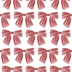 Vector coquette bold bow pattern. Red seamless elegant ribbon pattern. Vector preppy pattern