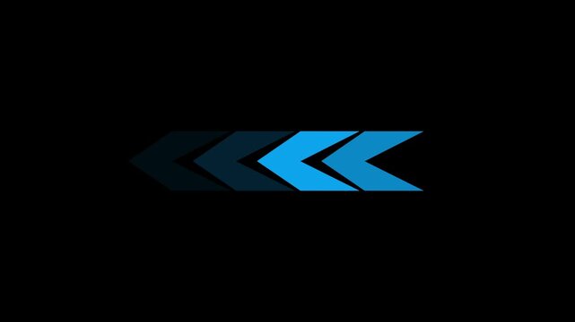 Right Direction Arrow Animation with Transparent Background, Moving Chevron Pointer Symbol, Swiping Arrows Animation with motion animation 4k video.