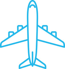 Airplane Outline Top View Aviation Vector Illustration
