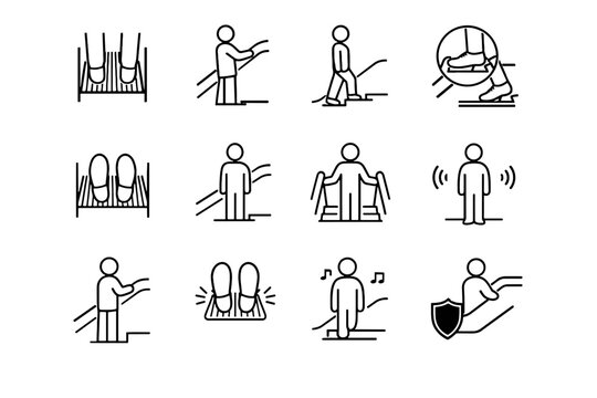 Cue safety calm focus vector align posture escalator icon stability icons awareness