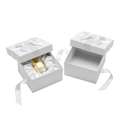 Elegant perfume gift boxes with ribbons