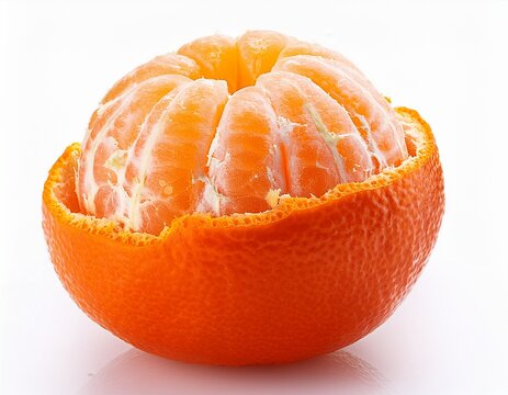 high quality image of a fresh tangerine with a vibrant orange peel isolated on a white background ideal for packaging food branding healthy lifestyle visuals and commercial design