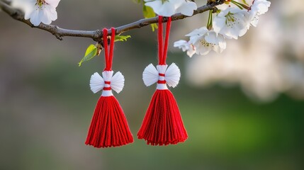Martenitsa Dolls and Spring Blossom - Baba Marta Tradition