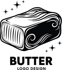 Butter Block Logo Vintage Food Vector Illustration