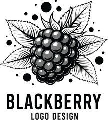 Blackberry Logo Botanical Fruit Vector Design